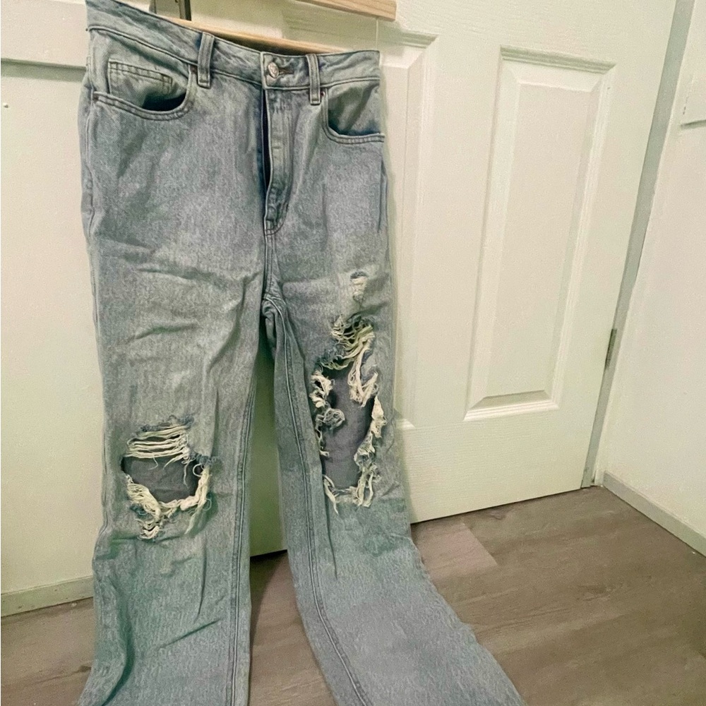PacSun Blue Wide Leg Jeans with rips